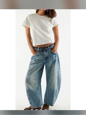 We The Free Light Denim Good Luck Barrel Jeans